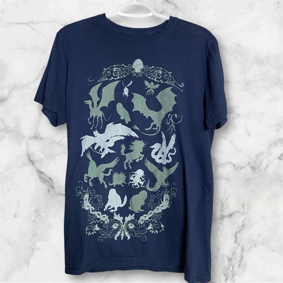 Harry Potter Fantastic Beasts Magical Creatures Navy T-Shirt - Picture 1 of 6